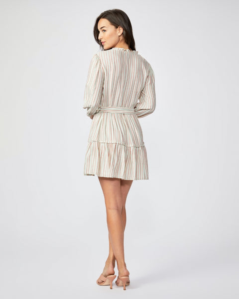 Paige Kylenn stripe 3/4 sleeve dress in Blue Grey Multi