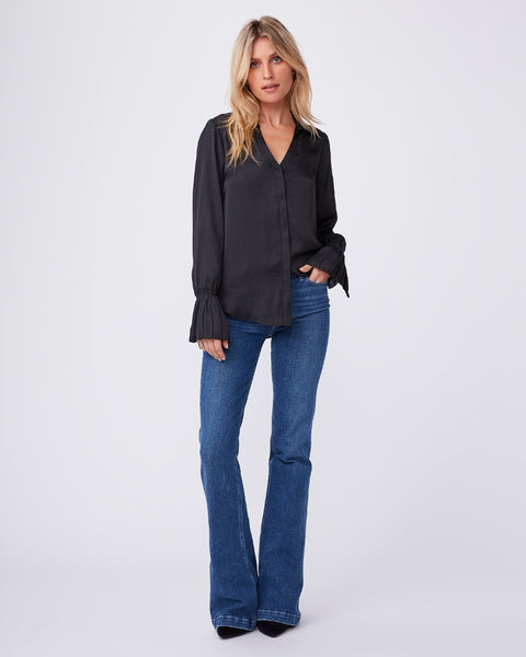 Paige Abriana Flared Cuff Shirt in Black