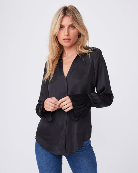 Paige Abriana Flared Cuff Shirt in Black