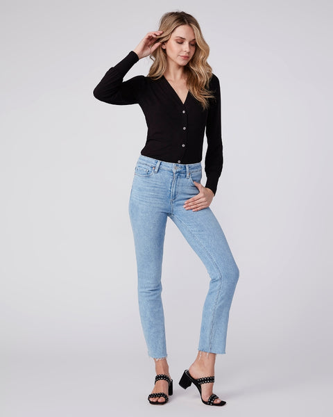 Paige Cindy Hi Rise Straight w raw Hem in Park Avenue