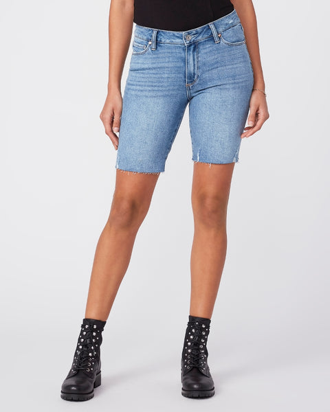 Paige Jax Cut Off Knee Short in Martina Distressed
