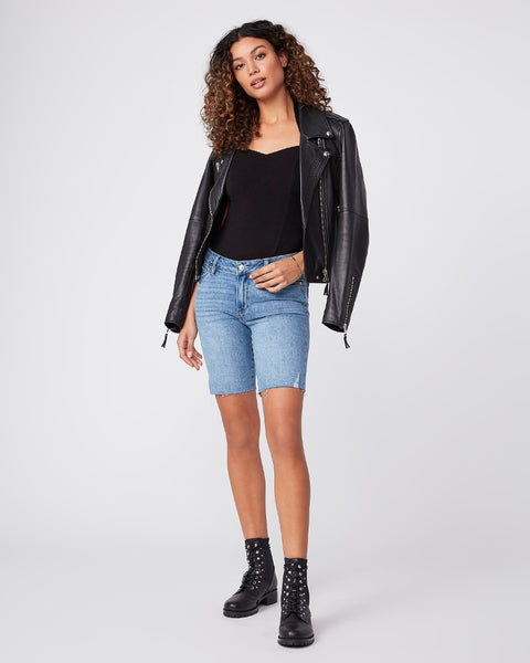 Paige Jax Cut Off Knee Short in Martina Distressed