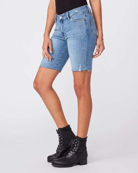 Paige Jax Cut Off Knee Short in Martina Distressed