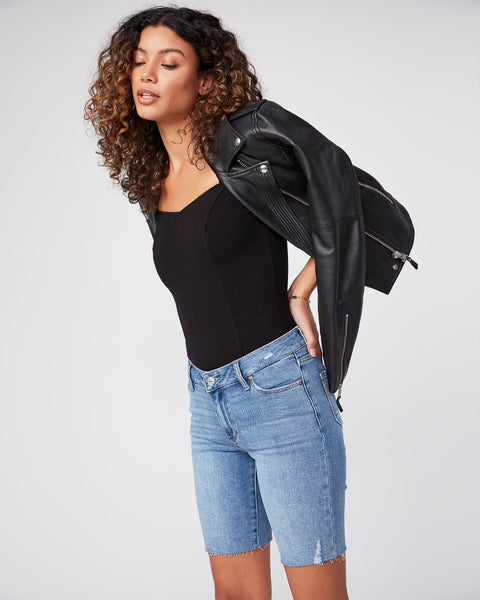 Paige Jax Cut Off Knee Short in Martina Distressed