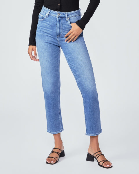 Paige Stella Straight Crop in Sea Water Distressed