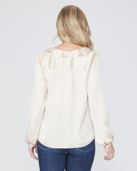 Paige Ilara Ruffle Neck Blouse in Ecru