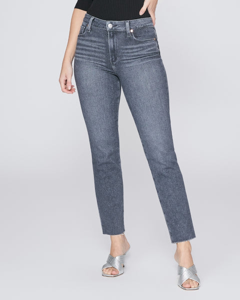 Paige Cindy Hi Rise Straight w Raw Hem in Ash Black