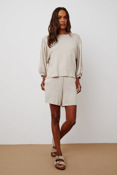Velvet Janey04 Cozy Lux Short in Oatmeal