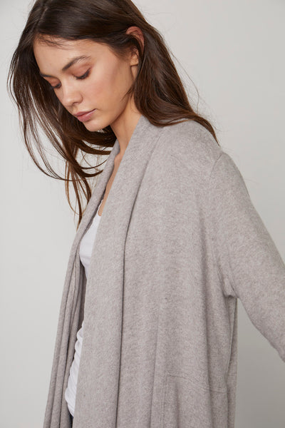 Velvet Val Cozy Lux Cardigan in Grey