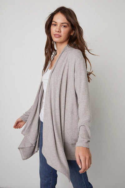 Velvet Val Cozy Lux Cardigan in Grey