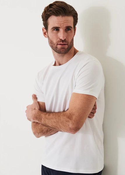 Patrick Assaraf Pima Cotton Stretch S/S Crew - White