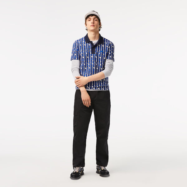 Lacoste Classic Fit Active Movement Print Polo - Blue