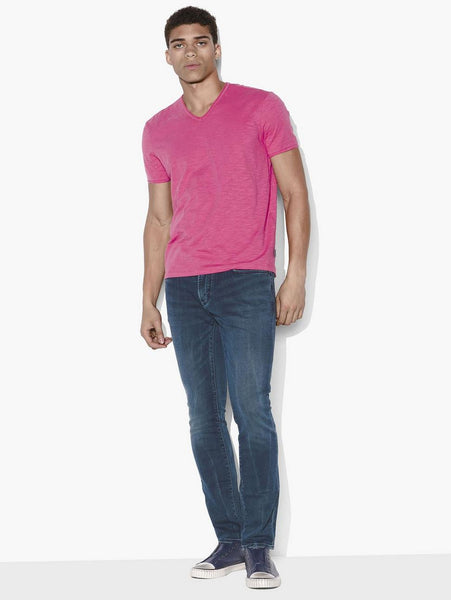 John Varvatos MILES S/S SLUB V-NECK  - Azalea