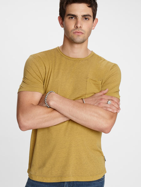 John Varvatos AMES S/S BURNOUT CREW WITH RAW EDGE Yellow