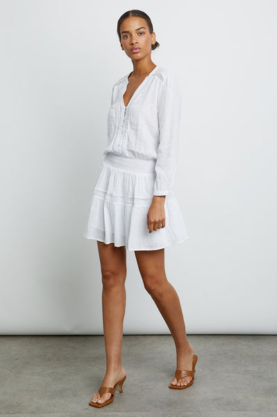 Rails Jasmine l/s linen dress in White Lace Detail