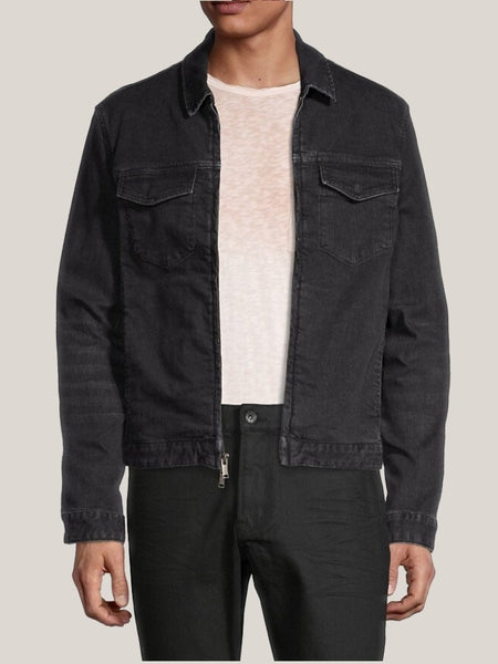 John Varvatos Benny Modern Trucker Jacket - Black Sand