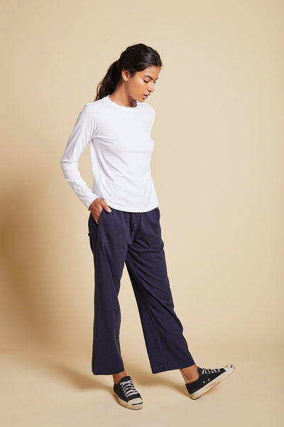 Velvet Vicente Organic Jersey Crew Long Sleeve in White