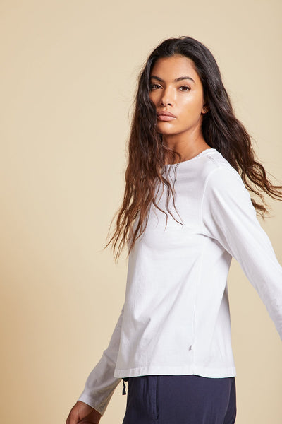 Velvet Vicente Organic Jersey Crew Long Sleeve in White