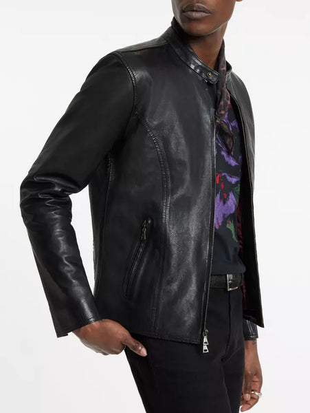 John Varvatos Baxter Moto Leather Jacket - Black