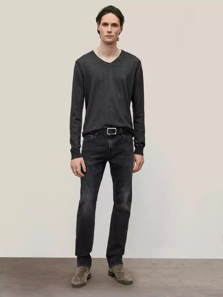 John Varvatos DREW V-Neck Sweater - Charcoal Htr