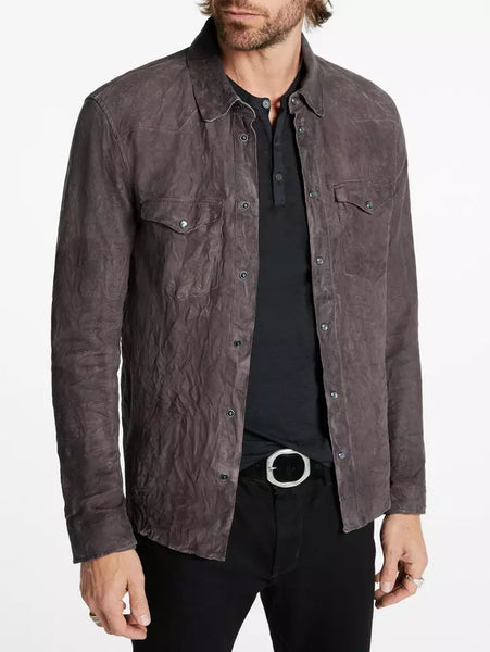 John Varvatos MASON Leather Shirt Jacket - Ebony