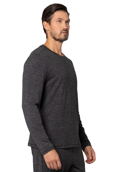 pure & simple Men's Core Long Sleeve Crew T-Shirt - Black Heather