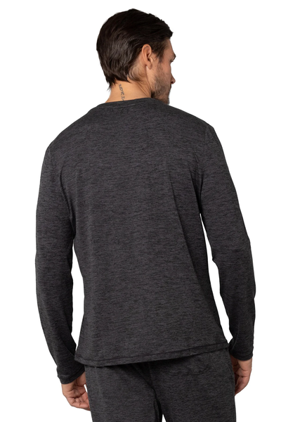 pure & simple Men's Core Long Sleeve Crew T-Shirt - Black Heather
