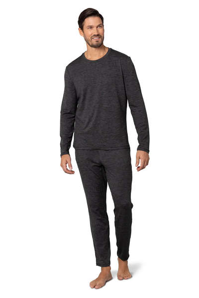 pure & simple Men's Core Long Sleeve Crew T-Shirt - Black Heather