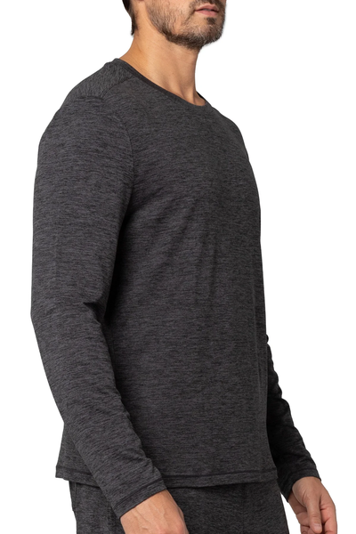 pure & simple Men's Core Long Sleeve Crew T-Shirt - Black Heather