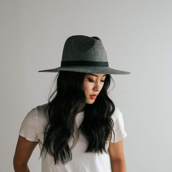 Gigi Pip Scottie Wide Brim Fedora in Grey