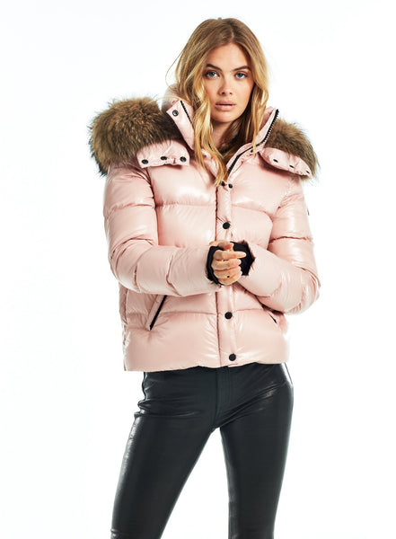 SAM Fur Annabelle Down Jacket w Removable Hood Blush