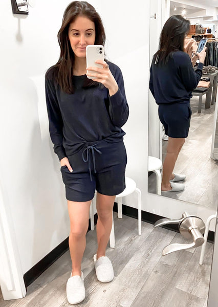 Velvet Janey04 Cozy Lux Short in Navy
