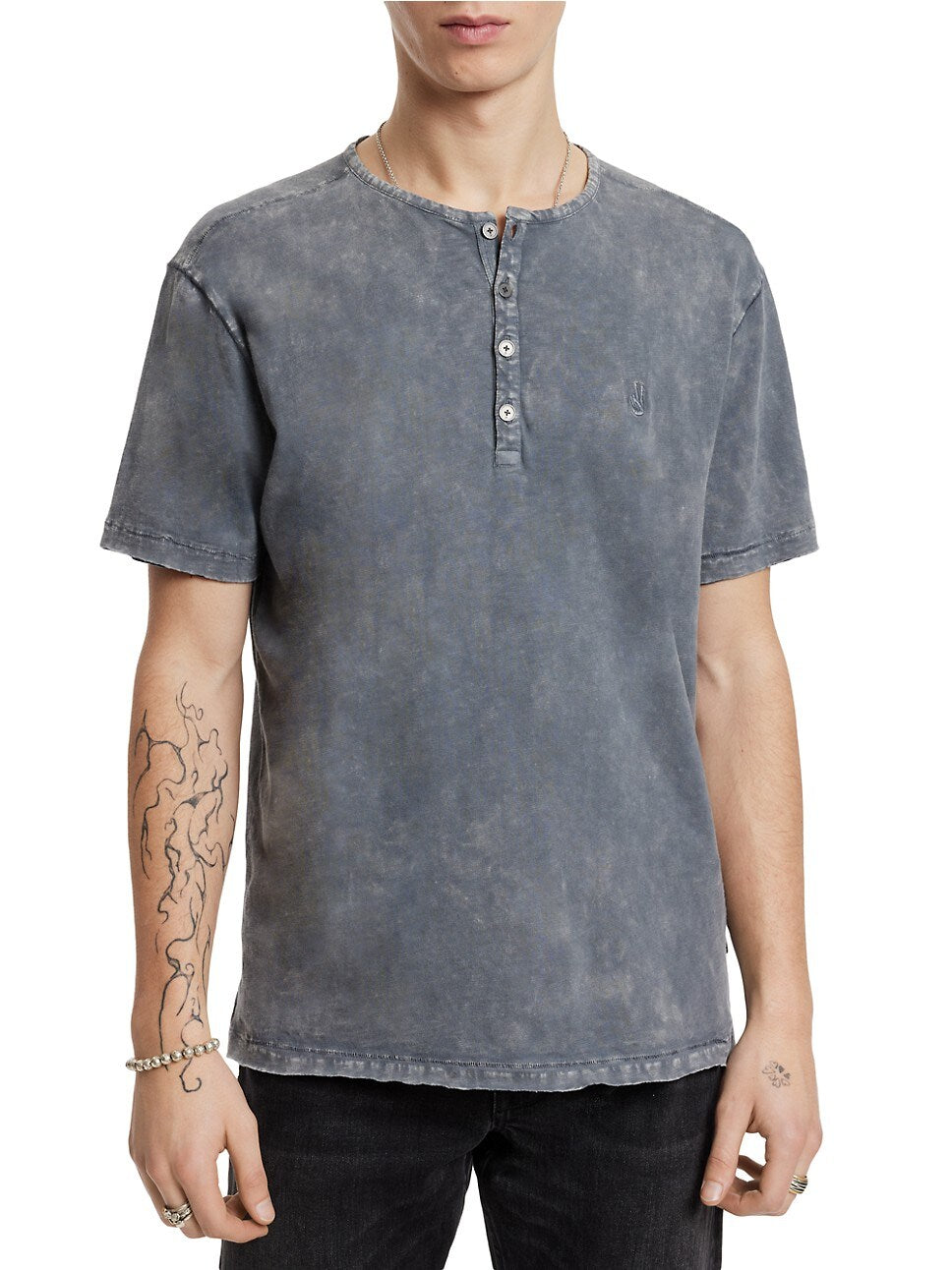 John Varvatos Ethan SS Cotton Henley - Seal Grey