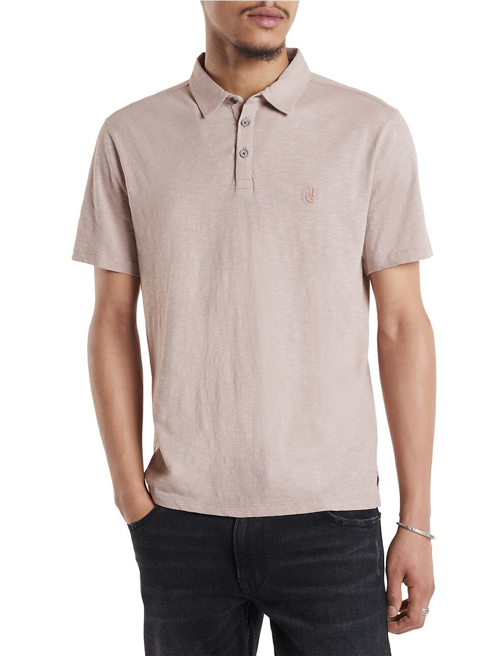 John Varvatos Victor SS Slub Peace Polo - Dried Petal