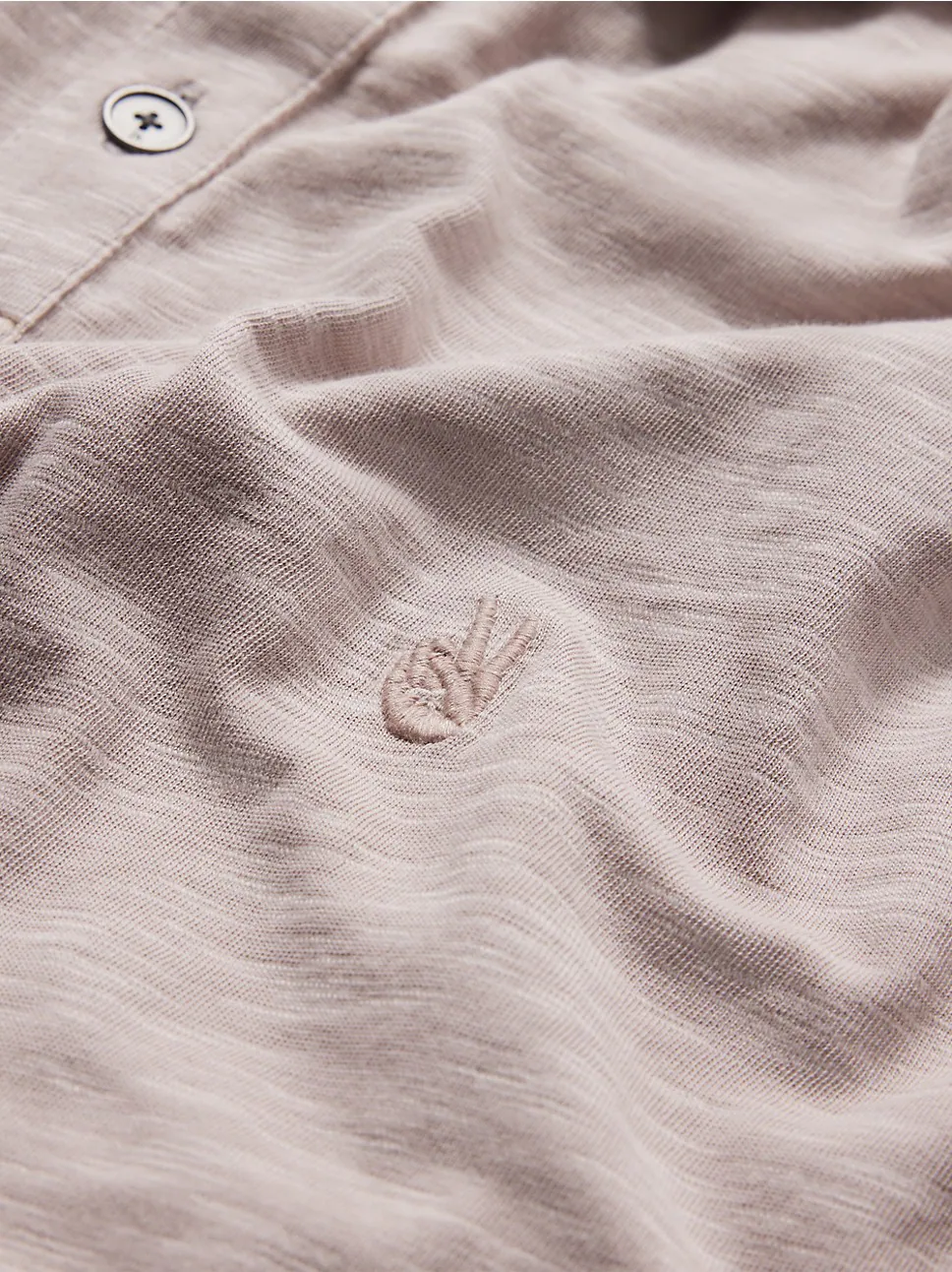 John Varvatos Victor SS Slub Peace Polo - Dried Petal