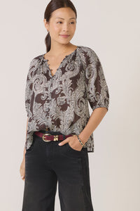 Sanctuary Blouson Blouse in mineral paisley