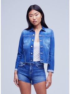 L'AGENCE Janelle Slim Raw Jean Jacket in Dawson