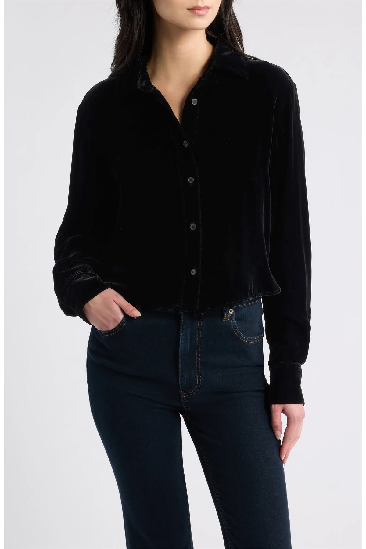 FRAME The Velvet Charles Shirt in Black