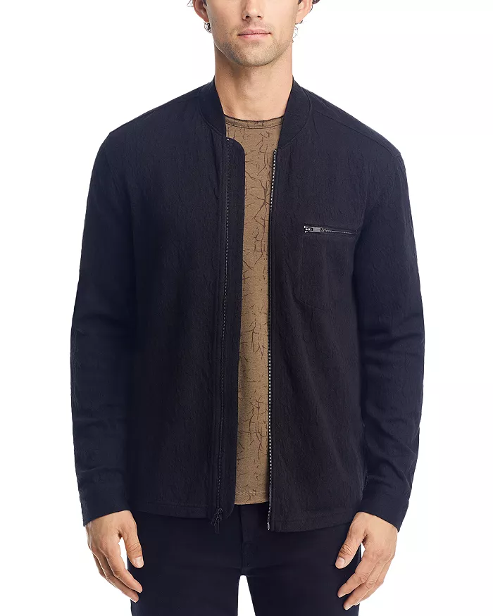 John Varvatos Webster Zip Front Shirt - Black