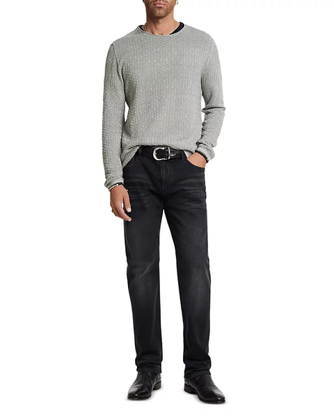 John Varvatos RILEY Textured Sweater - Smoked Pearl Grey