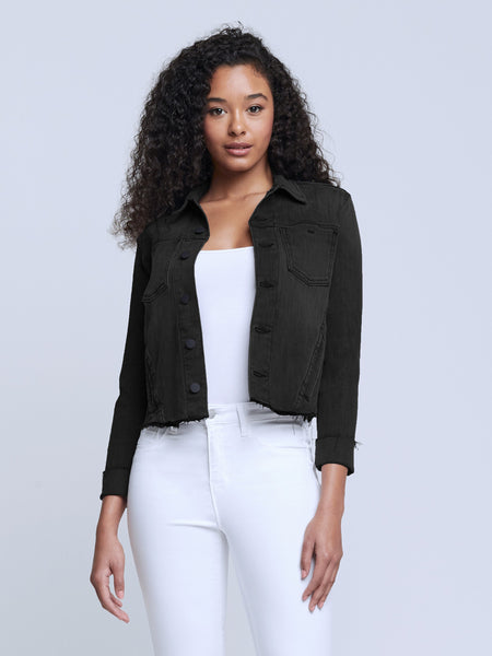 L'AGENCE Janelle Slim Jean Jacket in Vintage Black