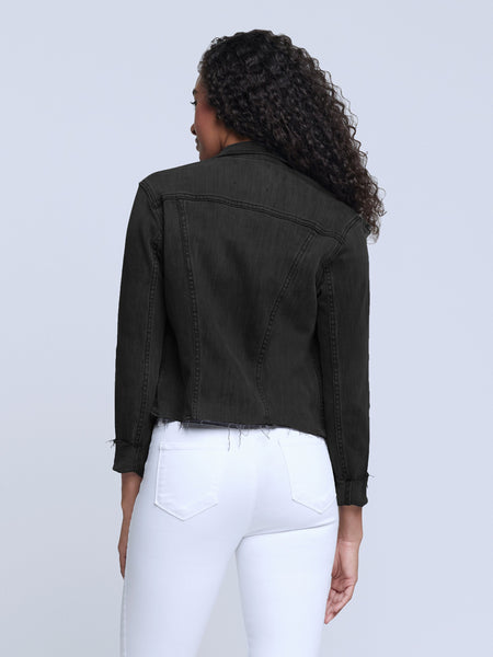 L'AGENCE Janelle Slim Jean Jacket in Vintage Black