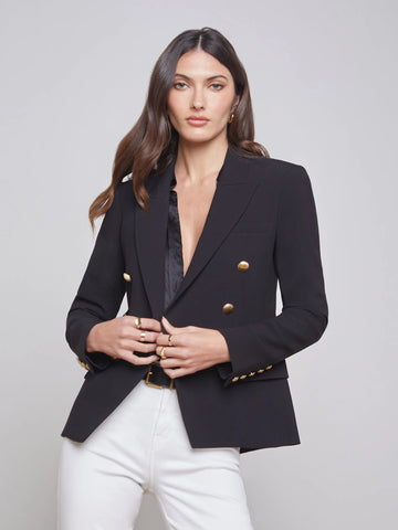 L'AGENCE Kenzie Double Breasted Blazer in Black