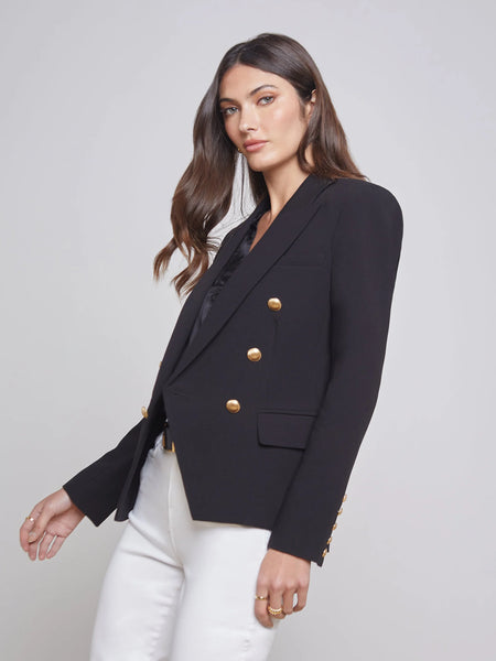 L'AGENCE Kenzie Double Breasted Blazer in Black