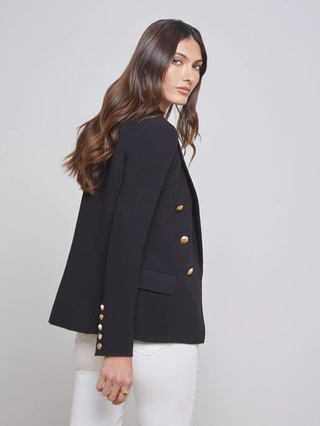 L'AGENCE Kenzie Double Breasted Blazer in Black