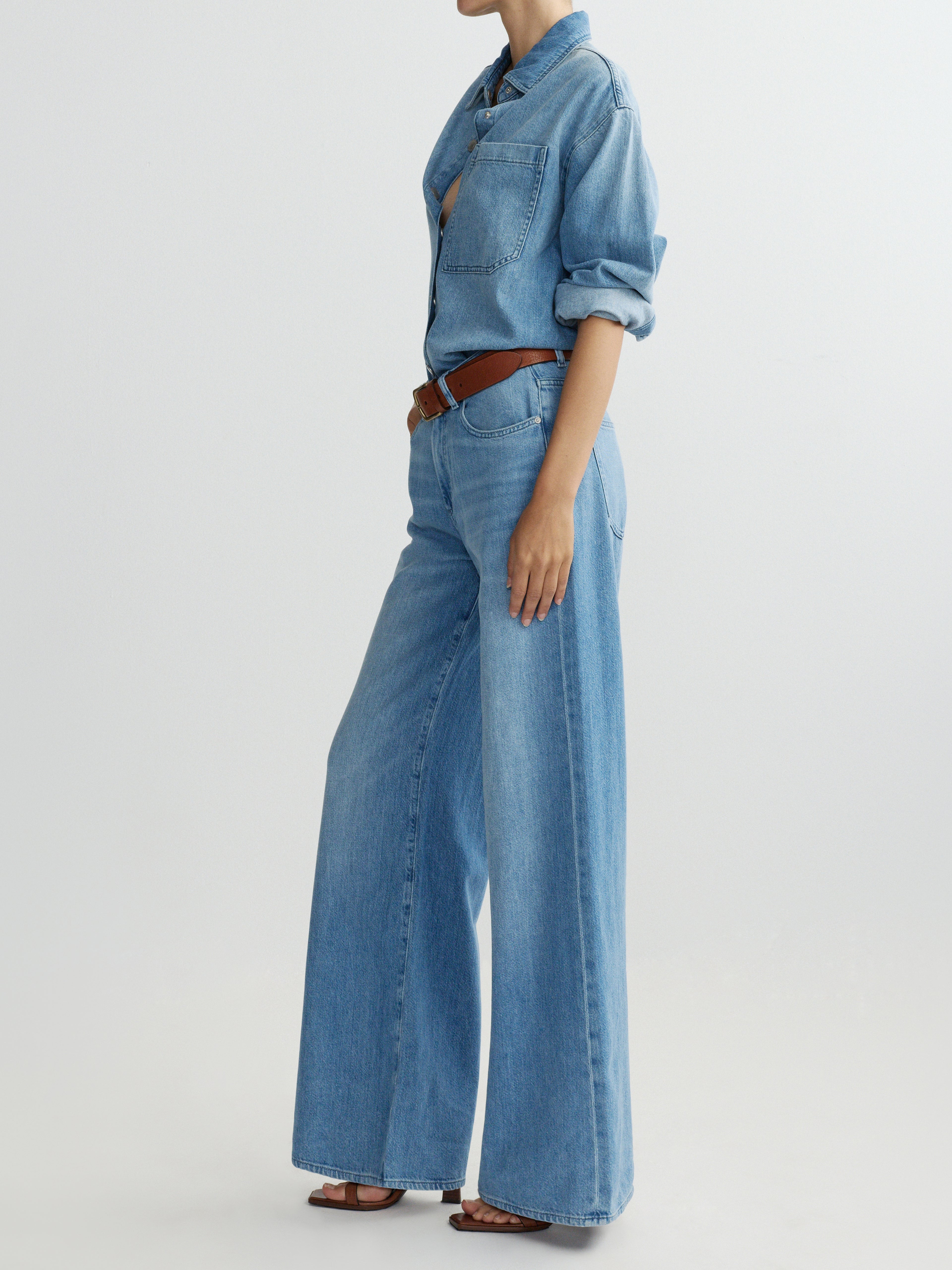 DL1961 Alex Baggy Low Rise Wide Leg Jean in Riverbank Aura