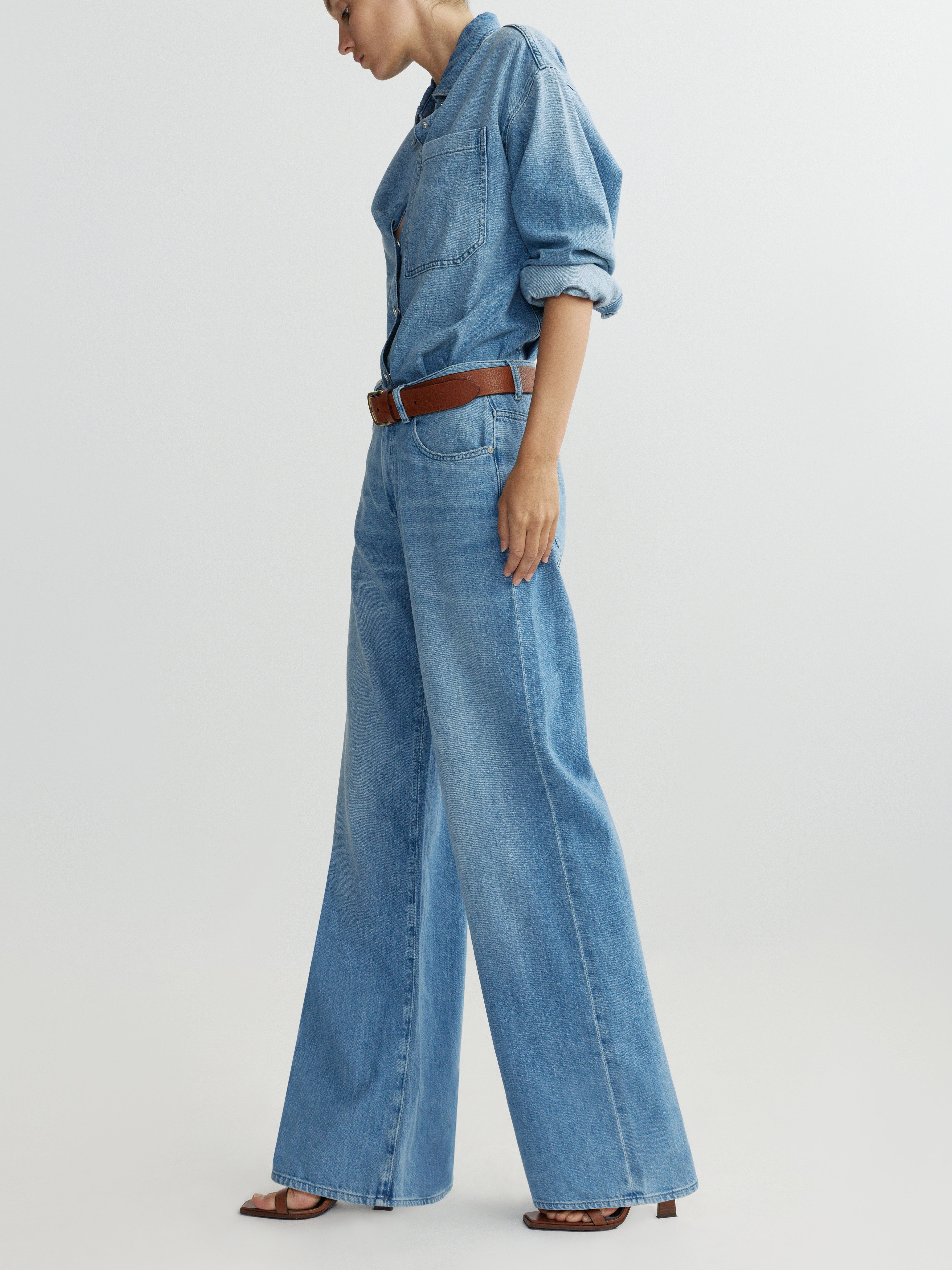DL1961 Alex Baggy Low Rise Wide Leg Jean in Riverbank Aura