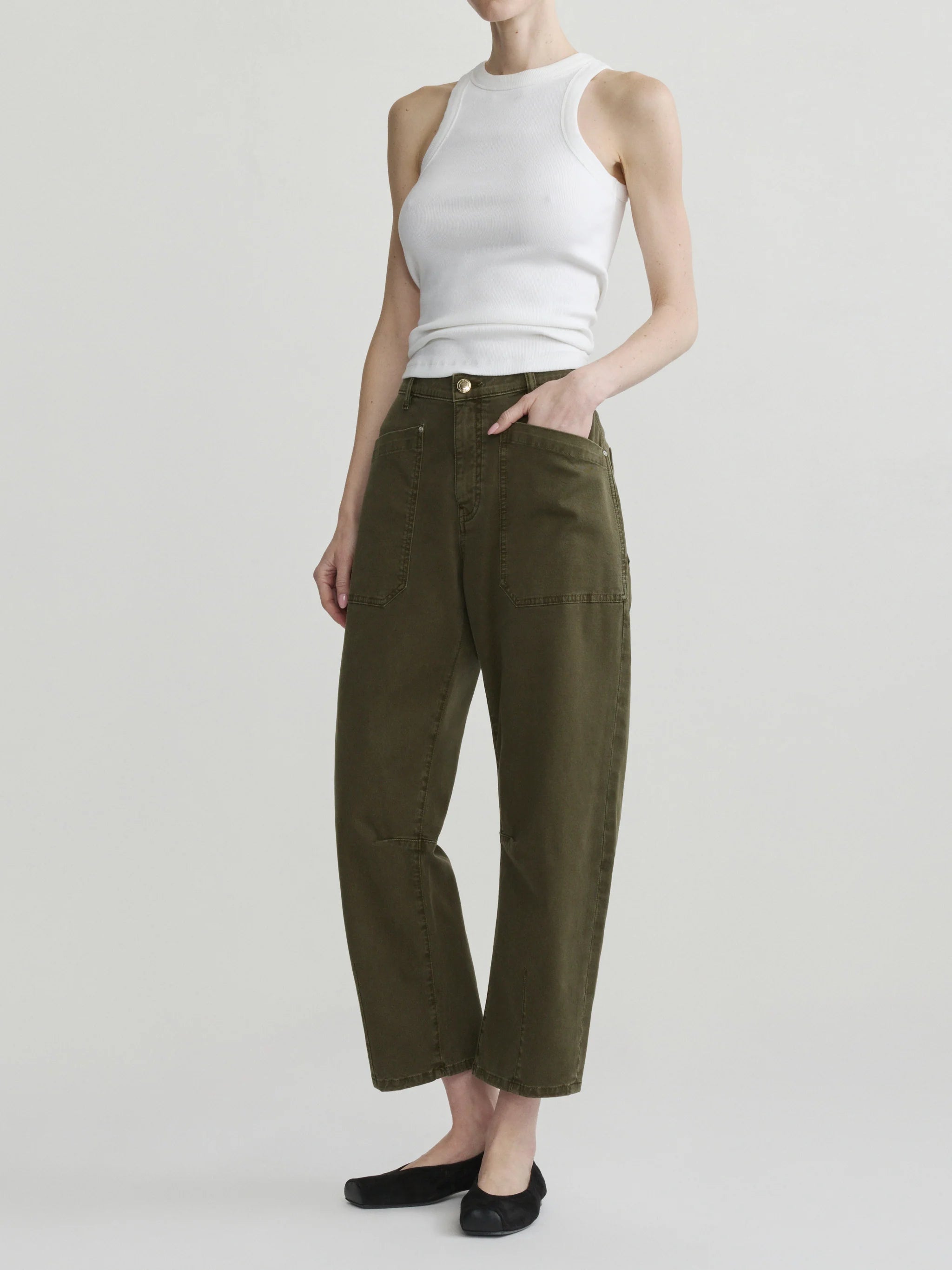 DL1961 Bilie Easy Barrel Pant in Pine