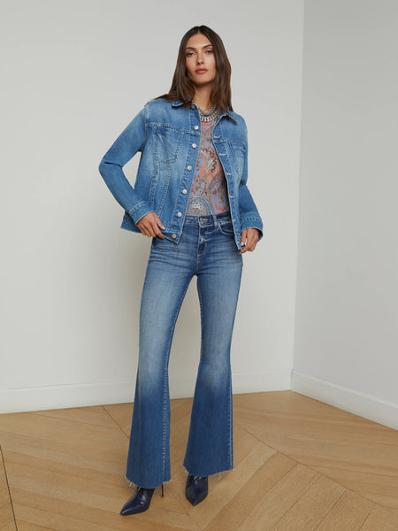 L'AGENCE Mack Oversized Denim Jacket in Vista