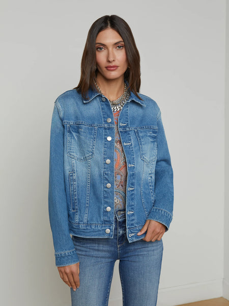 L'AGENCE Mack Oversized Denim Jacket in Vista